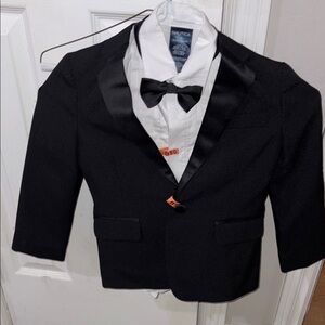 Nautica Kids Black Formal tuxedo with Bow Tie, shirt, jacket and pants wedding